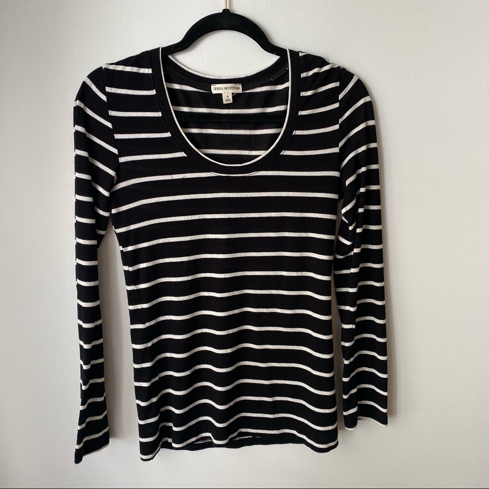 Black and white striped long sleeve shirt